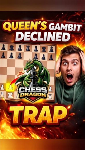 Deadly QGD Trap! Win Fast in Queen’s Gambit Declined #ChessShorts #OpeningTrap #QGD #chess #trend