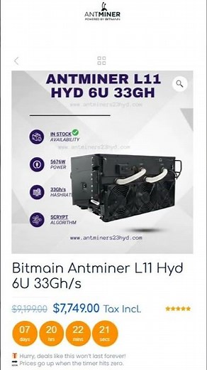 Bitmain Antminer L11 Hyd 6U: Industry-Leading Hydro-Cooled • SCRYPT Miner