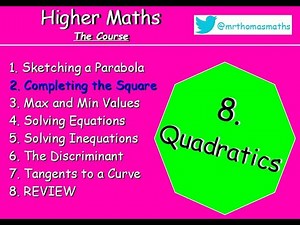 8.2 Quadratics 2. Completing the Square - Higher Maths Lessons - @MrThomasMaths SQA National 5 Nat 5