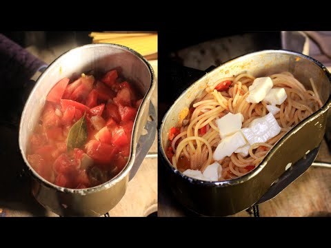 How to cook fresh tomato sauce pasta / German army mess kit cooking / ドイツ軍飯盒で作るフレッシュトマトソースのパスタ