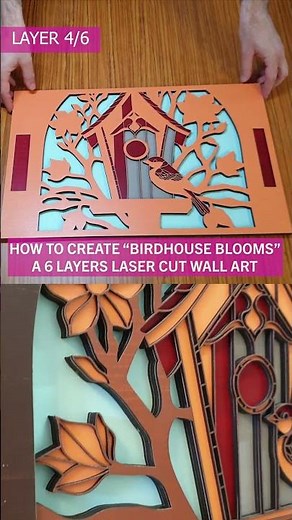 How to Create a 6 Layers Laser Cut Wall Art - "Birdhouse Blooms" #lasercutting #xtool #art