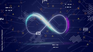 Animation of infinity symbol over network of connections Stock Video