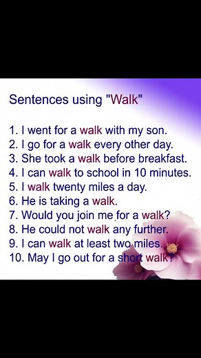 103K views · 2.3K reactions | Learn Sentences using "Walk" #learnenglish #walk #walkinasentence #englishlearningbygyan #english_learning #englishclass #sentences #sentencewriting #englishteacher | English Learning | Facebook