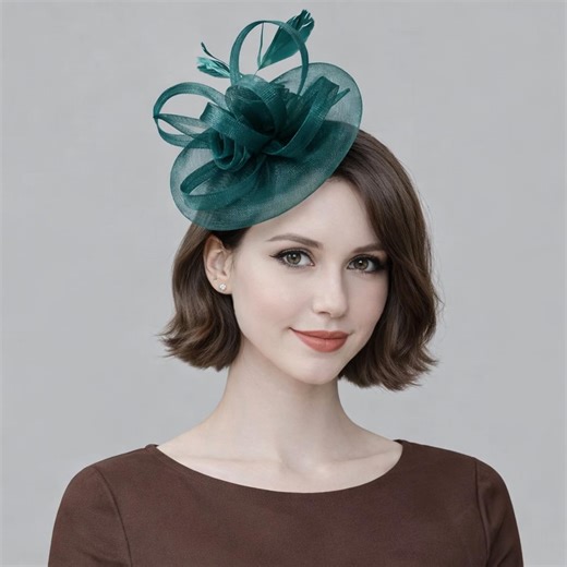 Women Fascinator Tea Party Hat & Bridal Headdress - Dark Green - Etsy