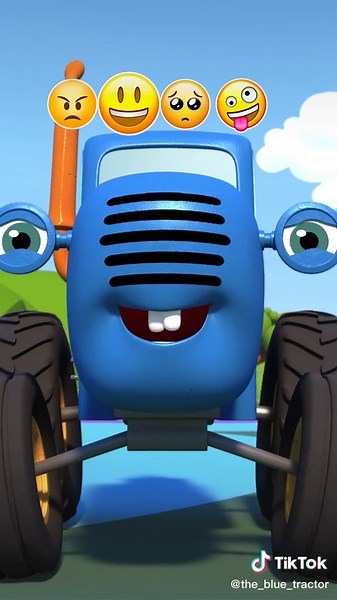 Animated Blue Tractor Adventures in Colorful Landscapes