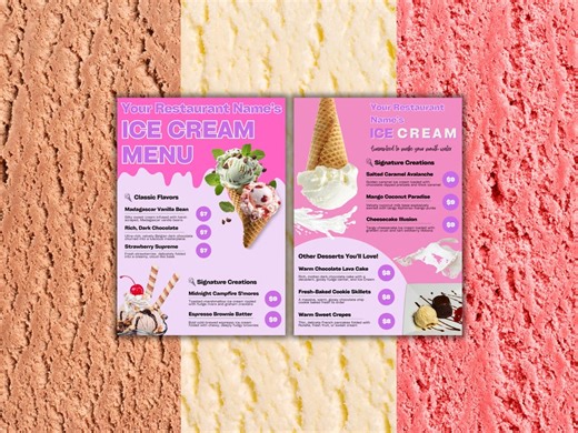 Editable Ice Cream Menu Template, Pastel Pink Dessert Shop Board (digital Download) - Etsy UK