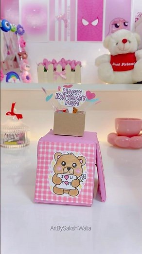 DIY Birthday Gift for Mom💞🫶🏻✨CUTEST jumping surprise box🎀 #diy #craft #mom #diygift #giftformom