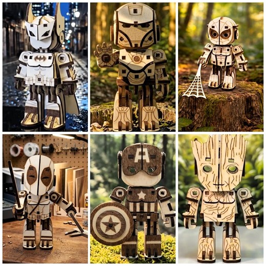 Superhero 3D Wooden Puzzle Laser Cut Files (digital Download) With Assembly Guide - Etsy