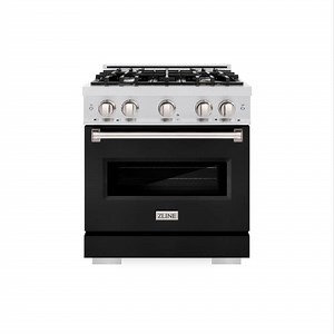 Reviews for ZLINE Kitchen and Bath 30 in. Classic Gas Range with 4 Burner Cooktop and Convection Gas Oven in Satin Stainless Steel with Black Matte Door | Pg 1 - The Home Depot