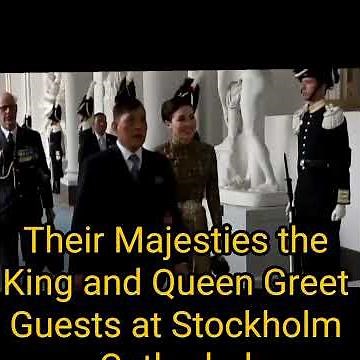 A Royal greeting: Their Majesties the King and Queen interact with guests at Stockholm Cathedral.