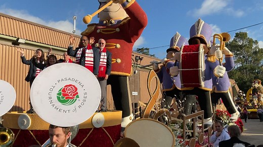 Do you see YOUR favorite band director? This is the exciting Rose Parade final float judging session when the Band Director Marching Band joined the “Saluting America‘s Band Directors” float for the first time. The band includes members ages 19 to 73 who represent all 50 states. The band and float will appear together as units 58 and 59 in tomorrow’s parade. We think this is a strong contender for the Showmanship award! Saluting America's Band Directors #RoseParade #MarchOn | Marching.com