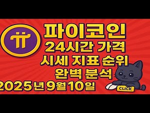 파이코인 가격 시세 지표 순위 25년 9월 10일 일간 분석 쉽게 이해하기