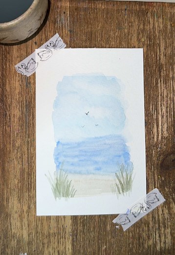 Easy Watercolor Beach Scene Tutorial