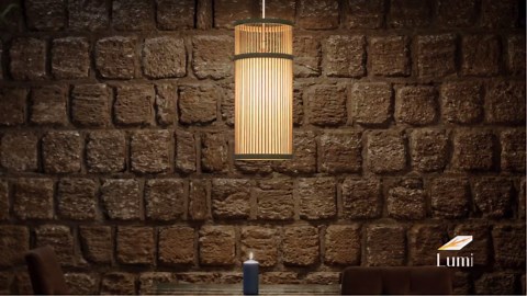 Bamboo Pendant Light (Set of 2) - Mini Wicker Pendant Light, Natural Hand-Woven Bamboo Light Fixture for Home Decor