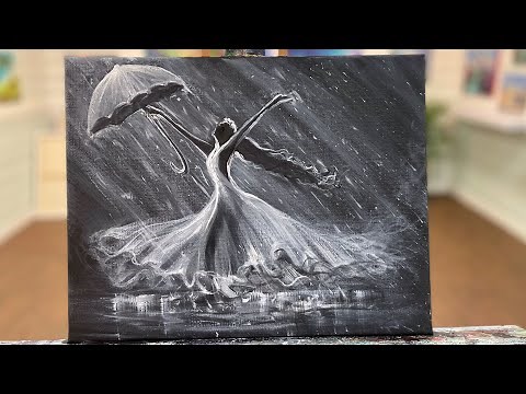 How To Paint DANCING IN THE RAIN ☔️ Acrylic painting tutorial