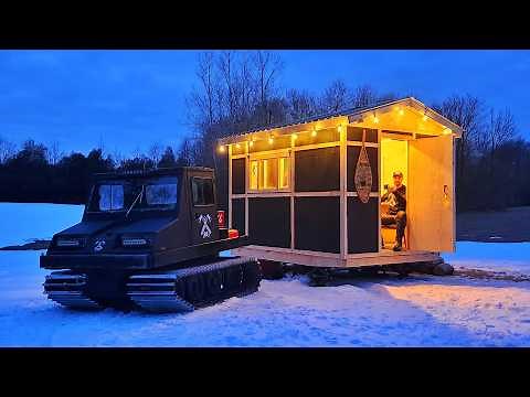 Tiny Cabin on Skis! First Journey...Off-Grid & Mobile!