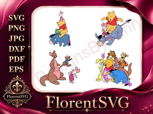 Winnie the Pooh Eeyore Piglet Tigger Christopher Robin Kanga Roo Stacking Friends SVG - Instant Download - Etsy