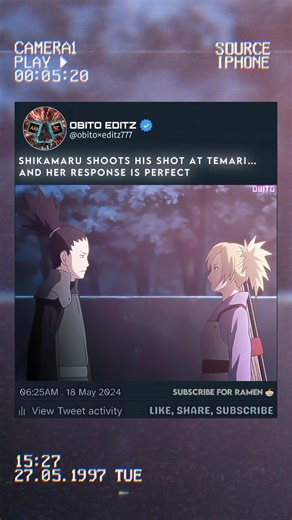 “ SHIKAMARU SHOOTS HIS SHOT AT TEMARI… AND HER RESPONSE IS PERFECT 💖💞