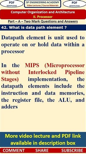 42CO2 Computer Organization Part A Questions What is data path element