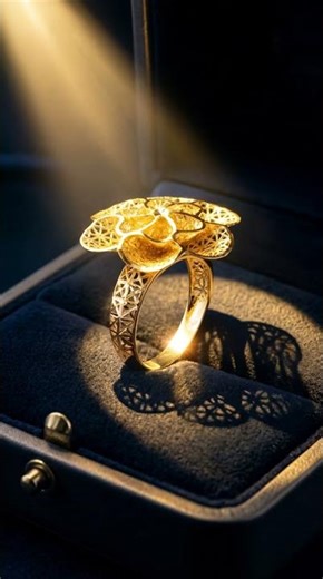 18k Gold Sculptural Floral Ring | Fine Jewelry Design #Shorts