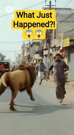 Lion Runs Through Busy Street — Shocking Urban Wildlife Chase Caught on Camera! #shorts