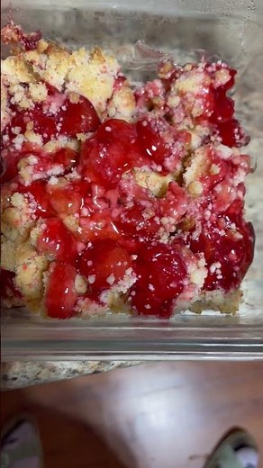 Cherry crumb cake is so delicious