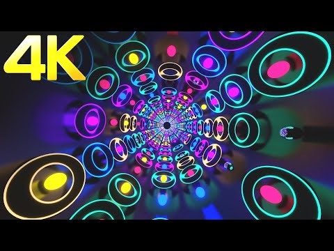 4K OLED Abstract Neon Party Led ring Light Screensaver Multi Color Black Screen Relaxing Video Loop