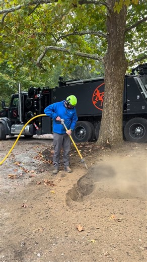 Vac truck out in Cotuit today handling some dry work. Arborists fluffing up tree roots to replace soil while the vac safely exposes the system with no damage. Roundabout driveway going back around this beautiful tree! #vactruck #excavation #boston #construction #businesslife | LMA Services