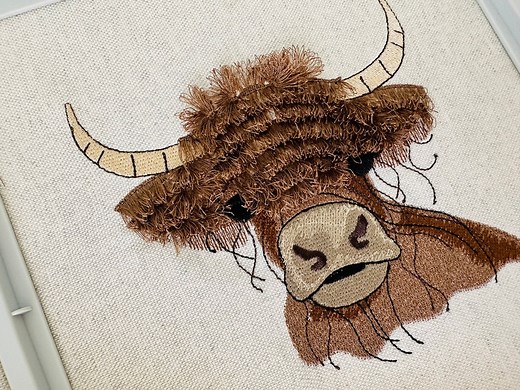 Big 2023 Fringed Highland Cattle Cow Scottish Breed Rustic Cattle Machine Embroidery Designs Fluffy Fringe ITH in the Hoop Sweet Farm Home - Etsy
