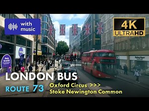 London Bus Ride, Route 73, Double Decker, 4K Virtual Tour.