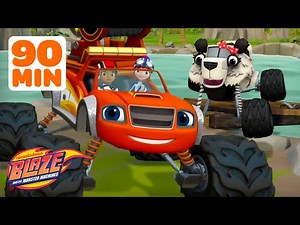 Blaze Rescues BABY Animals & More Missions! 🐼🦖🐘 w/ AJ | 90 Minutes | Blaze and the Monster Machines