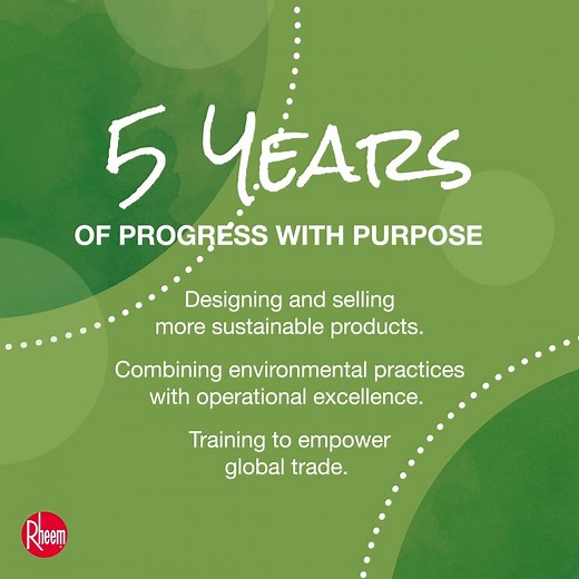 Since 2019, we’ve made major headway in doing better for the planet. Today, on #WorldEnvironmentDay, we’re closer than ever to meeting our first set of sustainability goals. Read about our journey in our 2023 Sustainability Progress Report, launched today: rheem.com/progress. | Rheem