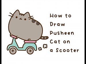 How to Draw Pusheen Cat on Scooter Cute Kawaii Cat Easy Step-by-Step Drawing Tutorial for Kids