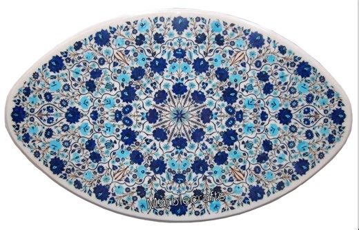 Indian Marble Side Table Top | Turquoise Stone Inlay Coffeee Table Top With Fabulous Look | Eye Shape Marble Living Room & Hallway Table Top - Etsy