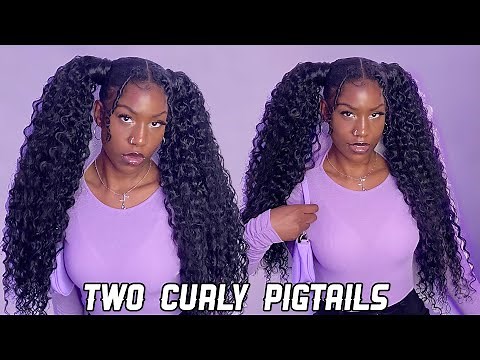 TWO CURLY PIGTAILS WITH WEAVE! (Natural Hair Tutorial!)