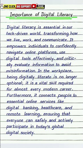 Essay on Importance of Digital Literacy in English | YouTube Shorts | Digital Skills Essay #shorts