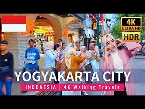 【4K HDR】Wandering YOGYAKARTA CITY Indonesia in the Evening - Downtown Local Street Walking Tour 2025