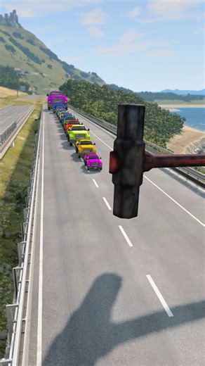 hammer vs car destruction #cars #beamngdrive #beamngexperiments Sledgehammer vs. Multicolored Cars