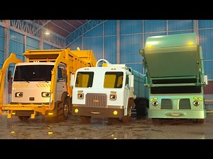 Learn About Waste Recycling and Disposal with George, Toby & Teal the Garbage Trucks | A DAY AT WORK - Videos For Kids