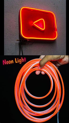 Made YouTube logo with neon light 😲 | #neonlights #diy #experiment #shorts