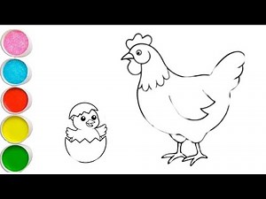 chicken Drawing, Painting & Coloring For Kids and Toddlers_ easy Art