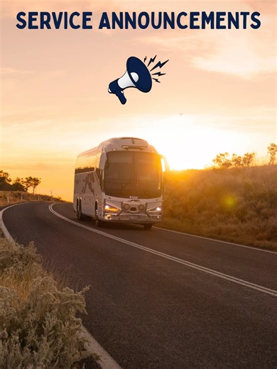 📢 Community Service Announcements 📢 We are committed to keeping you informed. From travel alerts to important safety notices, our Community Service Announcements help you stay prepared for your journey. 👉 Access all announcements anytime: https://bit.ly/4q0viGT 🚌 Track your coach in real time: https://bit.ly/45ywuJc 📅 Plan ahead with our timetables: https://bit.ly/451KACO