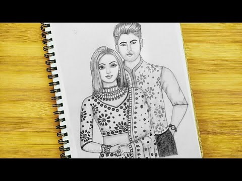 How to Draw a Girl and Boy ll Traditional Couple Drawing ll Bride and Groom ll Couple Drawing