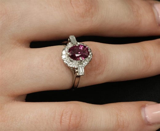 1.98ct Gia Thai Untreated - No Heat Ruby & 0.49ct Diamond Platinum Ring Size 7 - Etsy