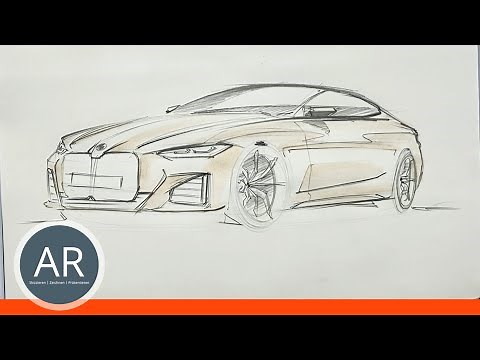 BMW 8er zeichnen. Autos einfach in perspektive zeichnen. Tipps für die Transportation Design Mappe