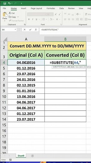 How to convert DD.MM.YYYY to date format (mM/DD/YYYY) in Excel?