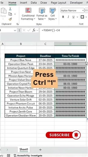 How to track deadline in excel #excel #excelshortcuts #exceltips