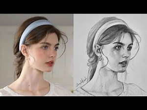 How to Draw and Shade Girl Face : 3/4 Portrait Drawing with the Loomis Method