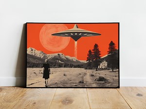Retro UFO Wall Art Alien Abduction Art Alien Print UFO Horizontal Ufo Poster Sci Fi Print Flying Saucer Poster Futuristic 1960s Art Print - Etsy