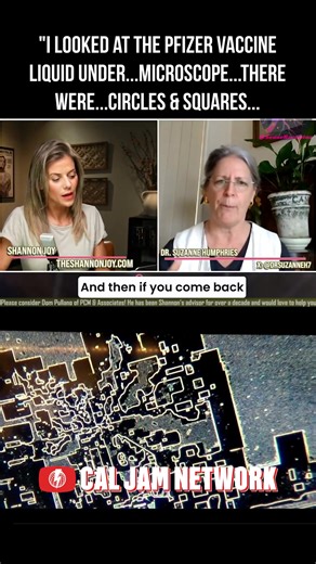 "I looked at the Pfizer vaccine liquid under...microscope...there were...circles & squares...and if you let that liquid sit overnight...long wires started to form... and what appeared to be...the image of a circuit board." #suzannehumphries | California Jam